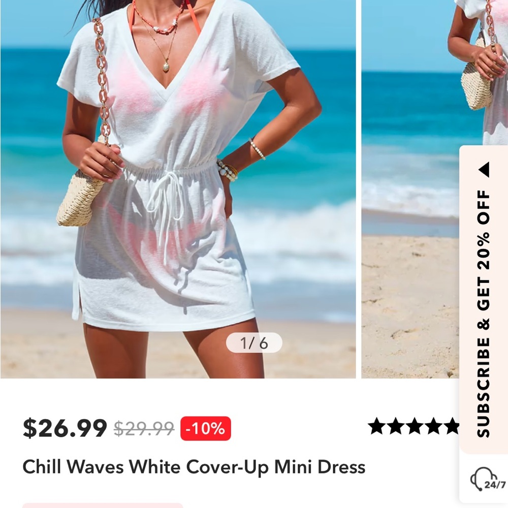 Cupshe NWT White Swim Cover-Up Dress